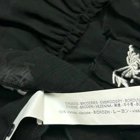 Zara RARE Embroidered Floral Black Tiered Blouse Too Size XS NWT - Picture 9 of 13